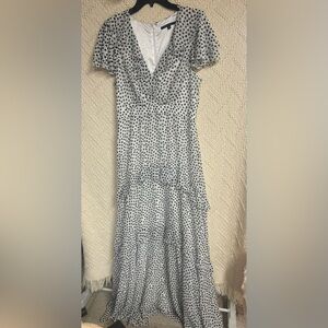 Alex Marie Monochrome Polka Dot High Low Dress